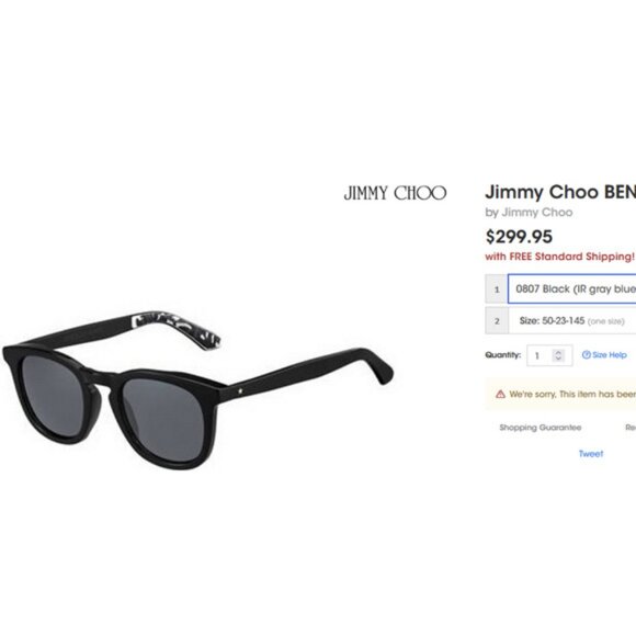 Jimmy Choo designer BEN Sunglasses Black Gray Italy UNISEX 50-23-145 - Picture 14 of 14